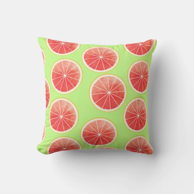 Coussin Motif de tranches de pamplemousse rose (Recto)