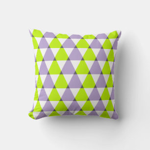 Coussin Motif de triangles vert géométrique moderne violet