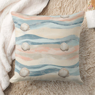 Coussin Motif de vague de coquillage nautique