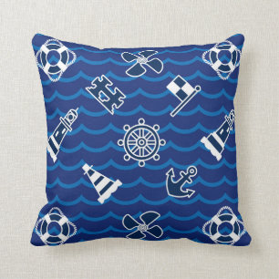 Coussin Motif de vagues nautique mignon