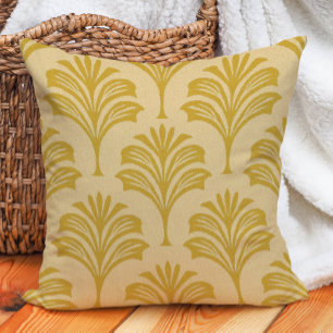 Coussin Motif de ventilateur Art Déco or jaune élégant 