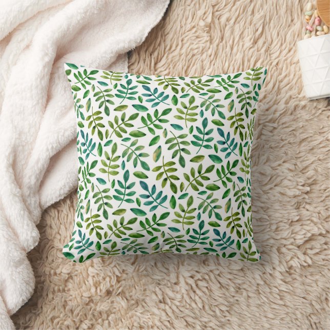 Coussin Motif de verdure aquarelle. Feuillage vert fleuri (Couverture)