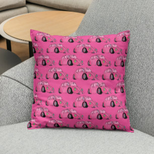 Coussin Motif de voiture classique Magenta Pink