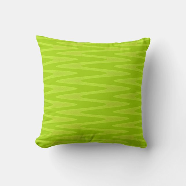 Coussin Motif de Zigzag de Chartreuse Verte (Recto)