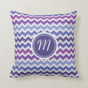 Coussin Motif de zigzag tribal de Chevron dans bleu et