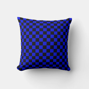 Coussin Motif d'échecs noir et bleu Jeu d'oreiller
