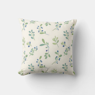 Coussin Motif délicat de myrtille et d'eucalyptus
