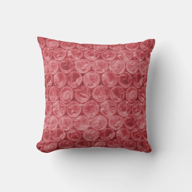 Coussin Motif d'enveloppement de bulle rouge (Recto)