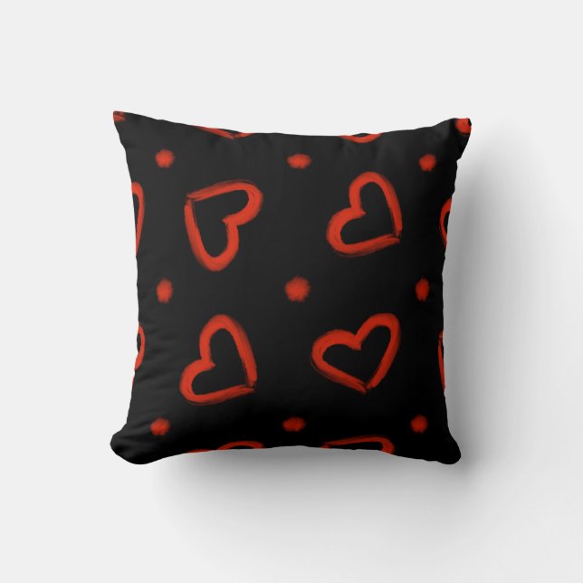 Coussin Motif des Coeurs du Jour des Valentines Noires et  (Recto)