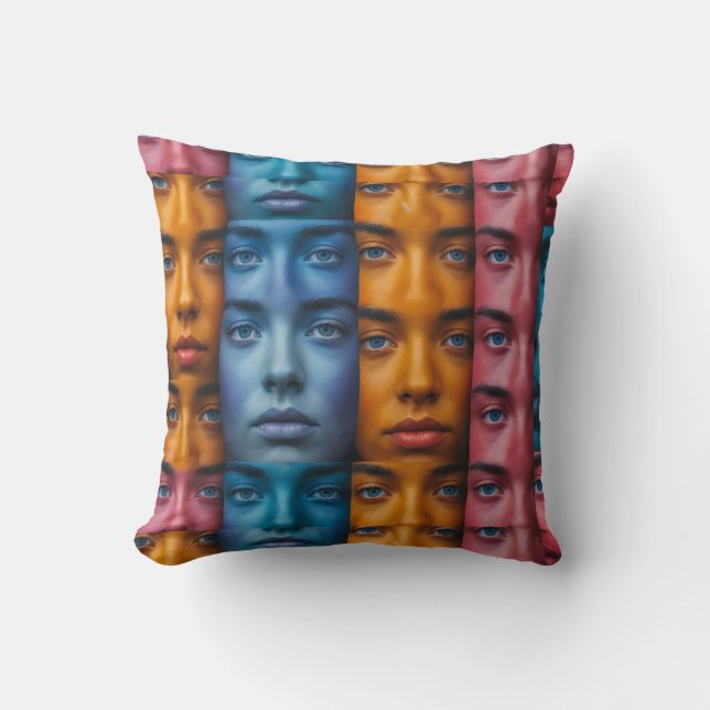 Coussin Motif des faces colorées (Recto)