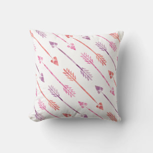 Coussin Motif des flèches d'aquarelle rose