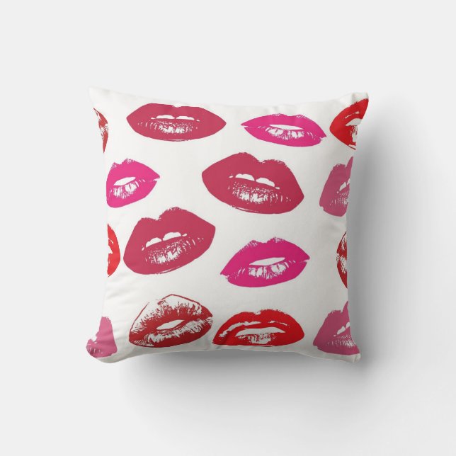 Coussin Motif des lèvres rouge et rose (Recto)