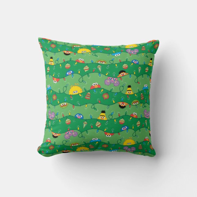 Coussin Motif des lumières de Noël de la rue Sésame (Recto)