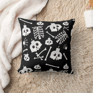 Coussin Motif des os crâniens de squelette d'Halloween
