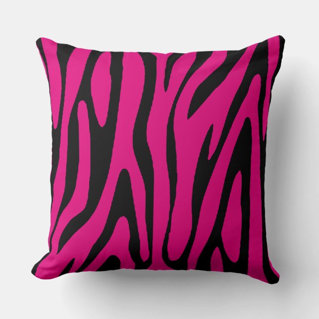 Coussin Motif des rayures de peau rose et noire Zebra (Recto)