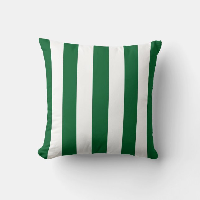 Coussin Motif des rayures XL vert et blanc de la forêt (Recto)
