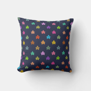 Coussin Motif d'étoiles amusantes et colorées sur fond ble