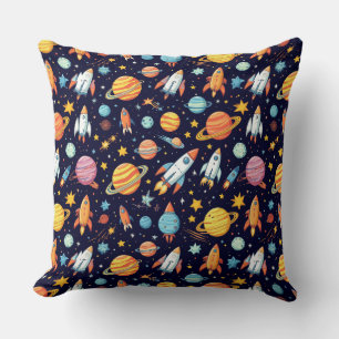 Coussin Motif d'exploration spatiale coloré