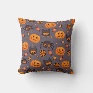 Coussin Motif d'Halloween mignon Arrière - plan pourpre