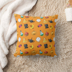 Coussin Motif d'Halloween mignon avec arrière - plan orang