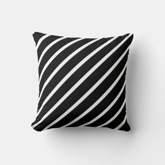Coussin Motif diagonal noir et blanc (Recto)