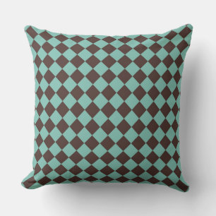 Coussin Motif diamant Brown Turquoise Checker 