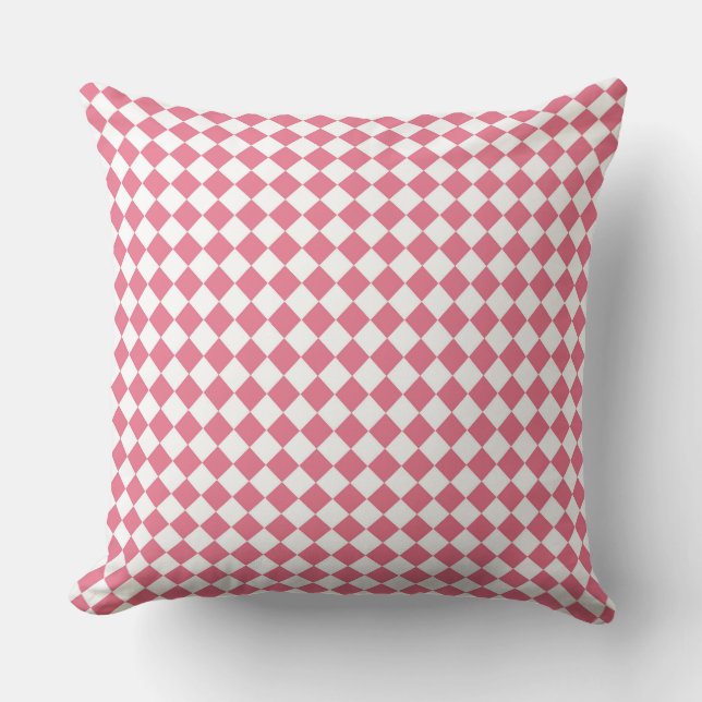 Coussin Motif diamant du Vérificateur blanc rose (Recto)