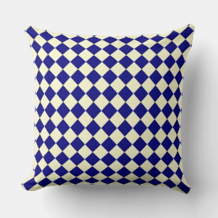 Coussin Motif diamant jaune bleu Checker