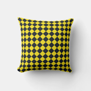 Coussin Motif diamant jaune de damier noir