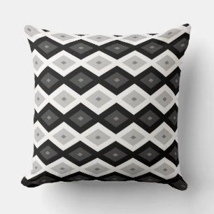 Coussin Motif diamant noir, blanc et gris