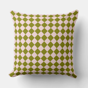 Coussin Motif diamant Pink Green Checker