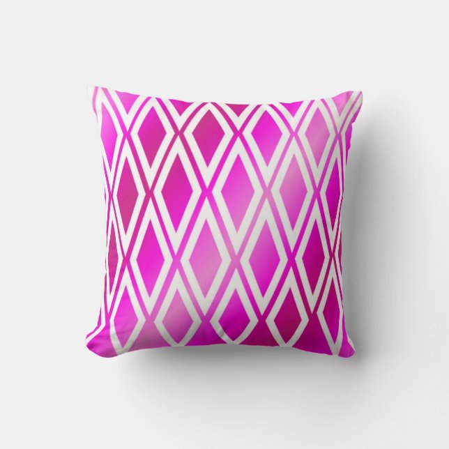 Coussin Motif diamant rose et blanc vibrant (Recto)
