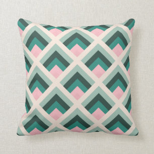 Coussin Motif Diamant Rose Et Vert