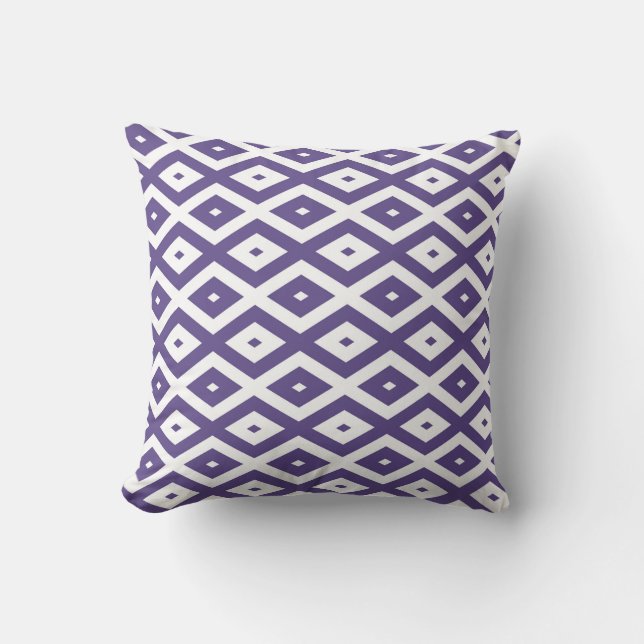 Coussin Motif diamant ultra violet et blanc (Recto)