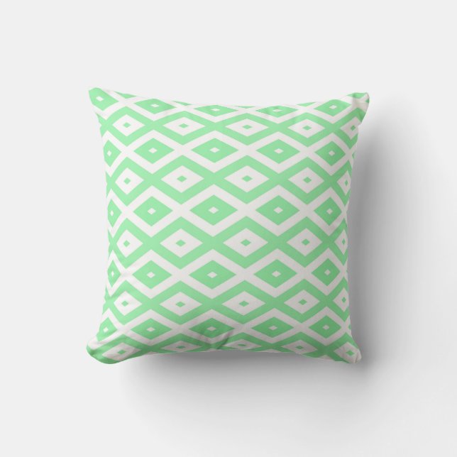 Coussin Motif diamant vert et blanc (Recto)