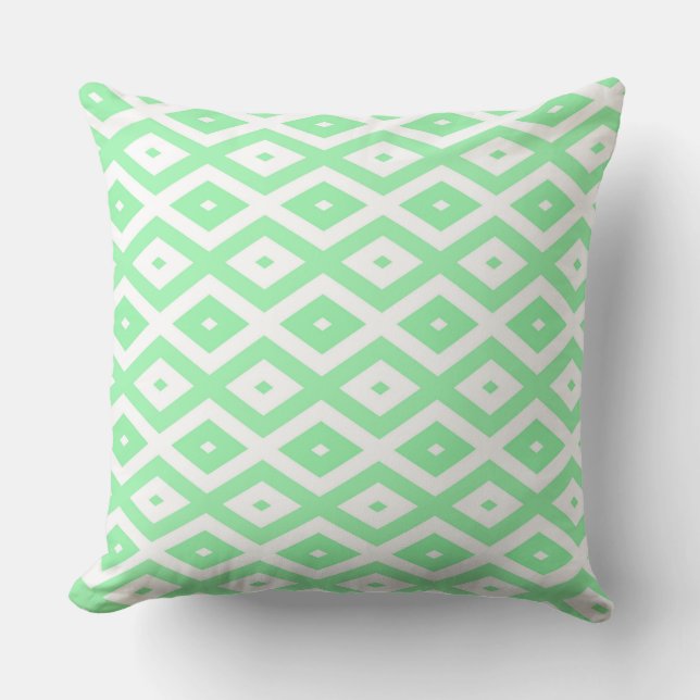 Coussin Motif diamant vert et blanc (Recto)