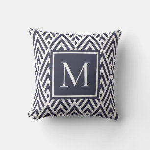 Coussin Motif Diamond de flèche Monogram bleu marine tenda
