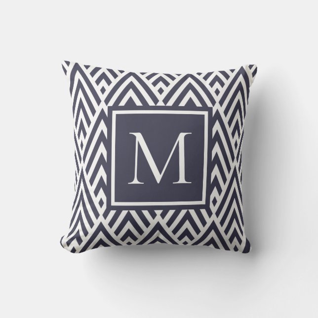 Coussin Motif Diamond de flèche Monogram bleu marine tenda (Recto)