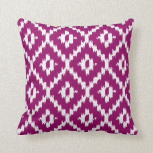 Coussin Motif d'Ikat - magenta et blanc