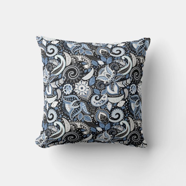 Coussin Motif d'impression blanc et bleu (Recto)