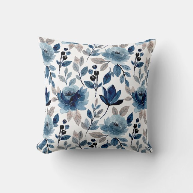 Coussin Motif d'impression florale de couleur d'eau modern (Recto)