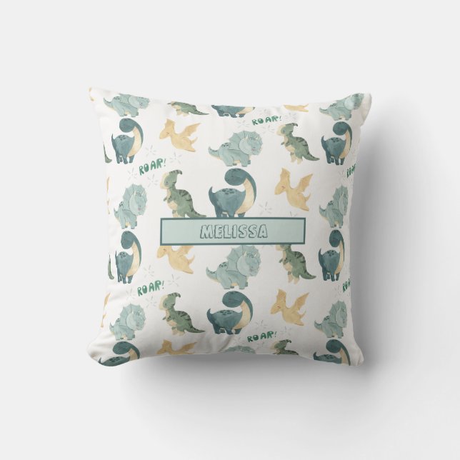 Coussin Motif Dinosaure Aquarelle Cute (Recto)