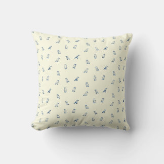 Coussin Motif d'oiseau arctique crème et marine avec macar