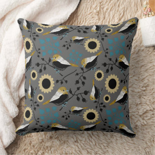 Coussin Motif d'oiseau mésange à tête noire