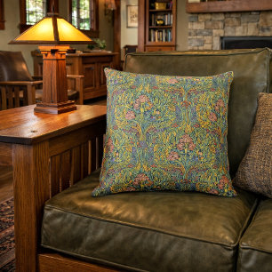 Coussin Motif d'oiseaux dans les arbres de style Arts & Cr