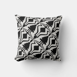 Coussin Motif d'onde Abstraite diagonale noire gris