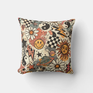 Coussin Motif doodle céleste grunge rétro des années 90