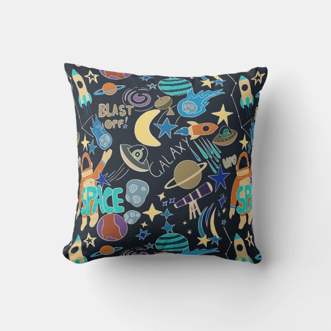 Coussin Motif Doodle de l'espace extra-atmosphérique (Recto)