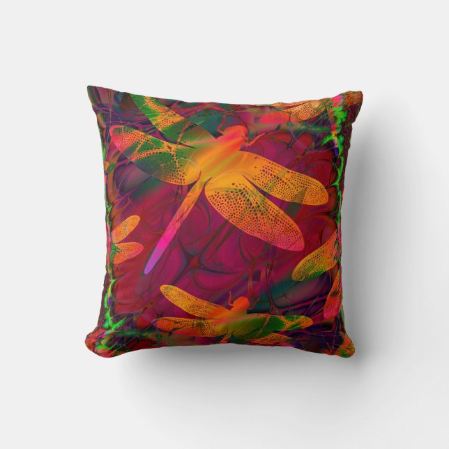 Coussin Motif doré de la libellule dorée violette (Recto)