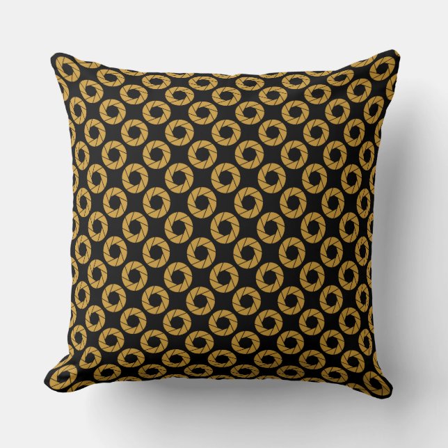 Coussin Motif d'ouverture - Doré sur noir (Recto)